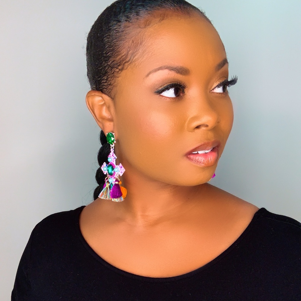 “The Cross” Gorgeous Fringe Oversized Earrings - Picture 12 of 17